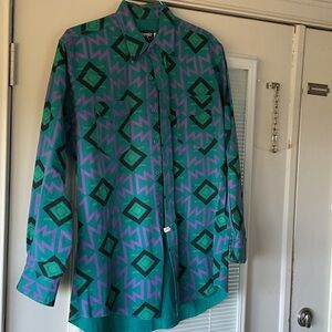 Wrangler Teal and Purple Geometric Shirt